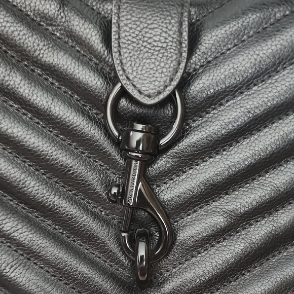 Rebecca Minkoff Black Edie Large Chevron Satchel - Picture 7 of 8